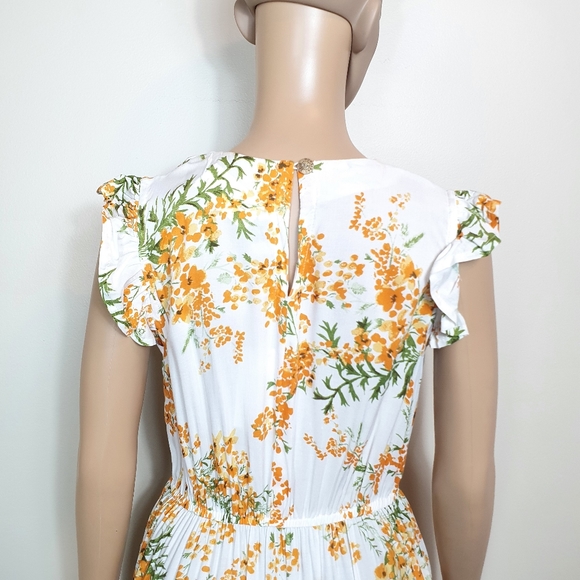NWT Mombasa rose Floral maxi dress orange Sze L Bohomeian ruffled tiered summer - Picture 8 of 10